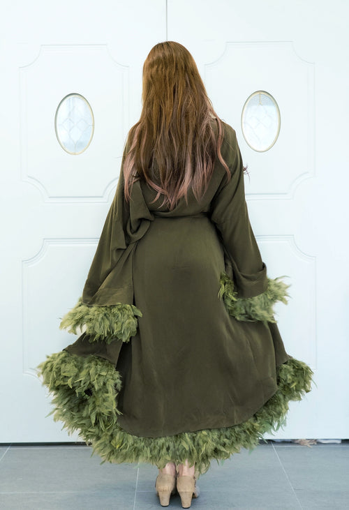 Modal & Cupro Premium Robe- Moss Green