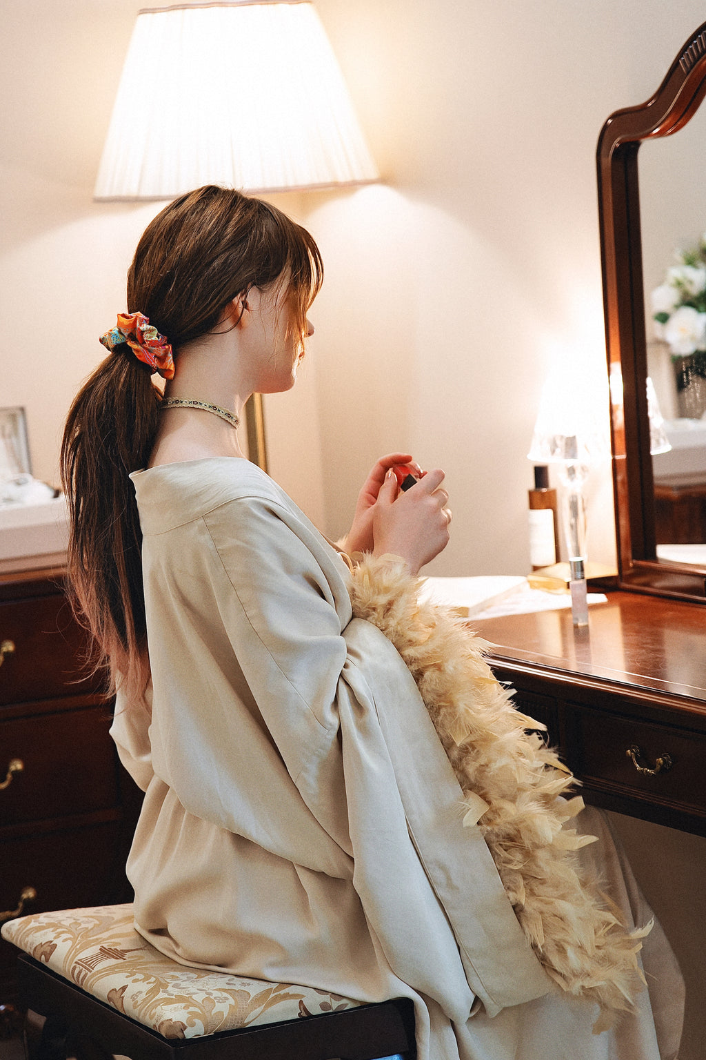 Modal & Cupro Premium Robe- Ivory