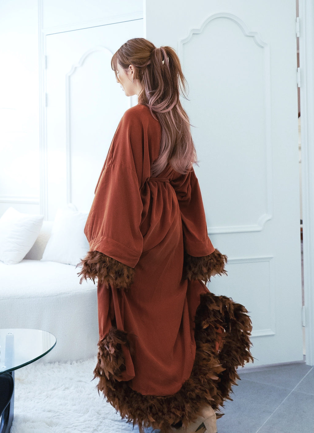 Modal & Cupro Premium Robe-Brown