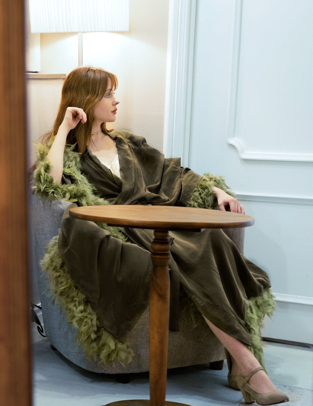 Modal & Cupro Premium Robe- Moss Green