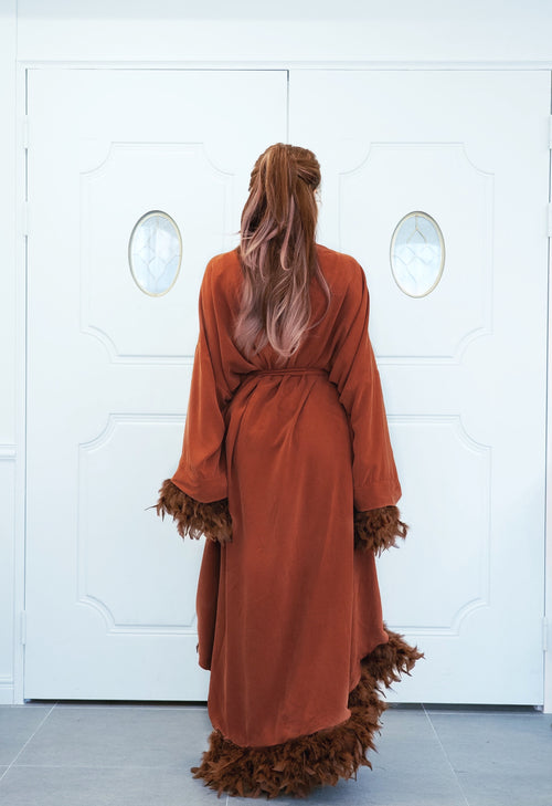 Modal & Cupro Premium Robe-Brown