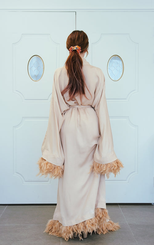 Modal & Cupro Premium Robe- Ivory
