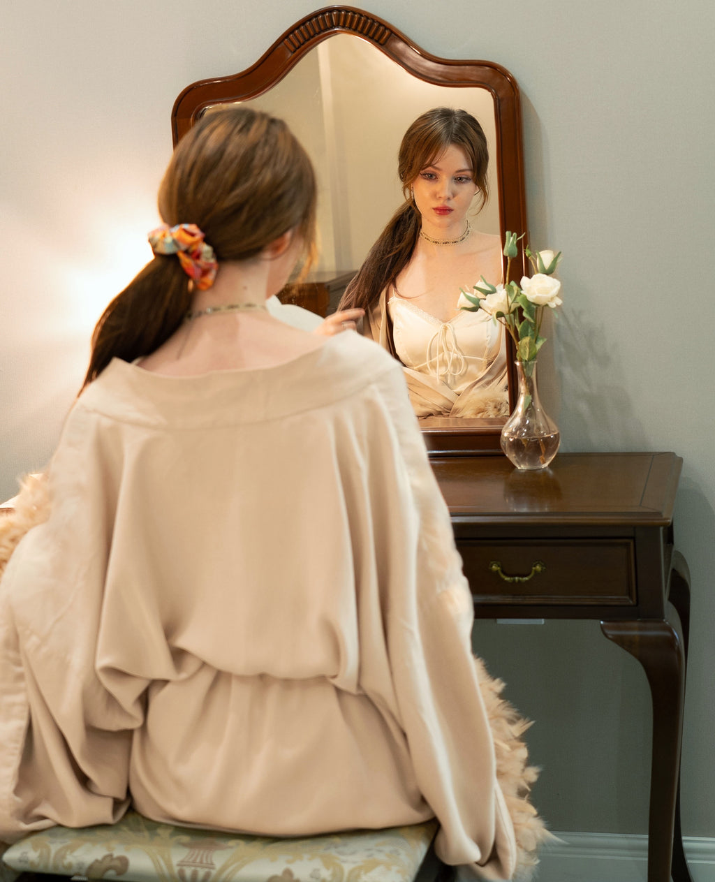 Modal & Cupro Premium Robe- Ivory