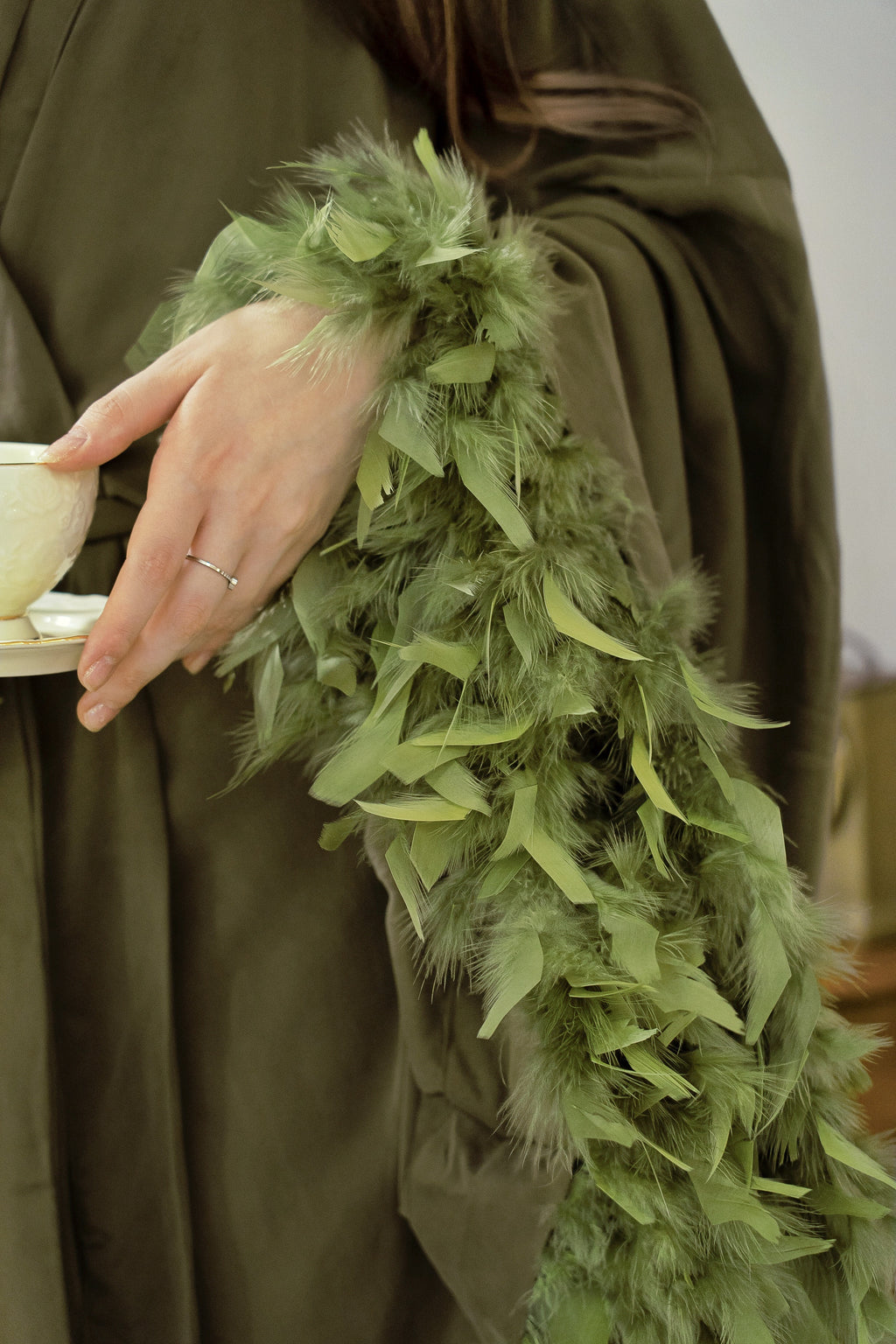 Modal & Cupro Premium Robe- Moss Green