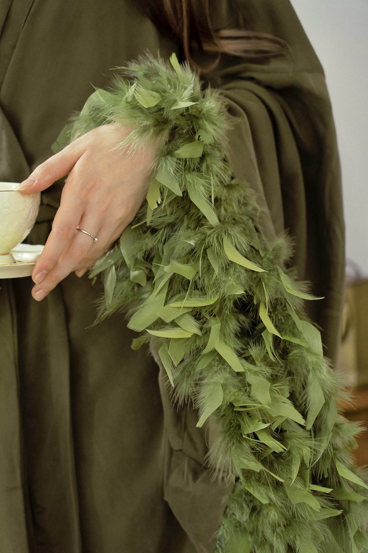 Modal & Cupro Premium Robe- Moss Green