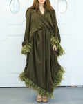 Modal & Cupro Premium Robe- Moss Green