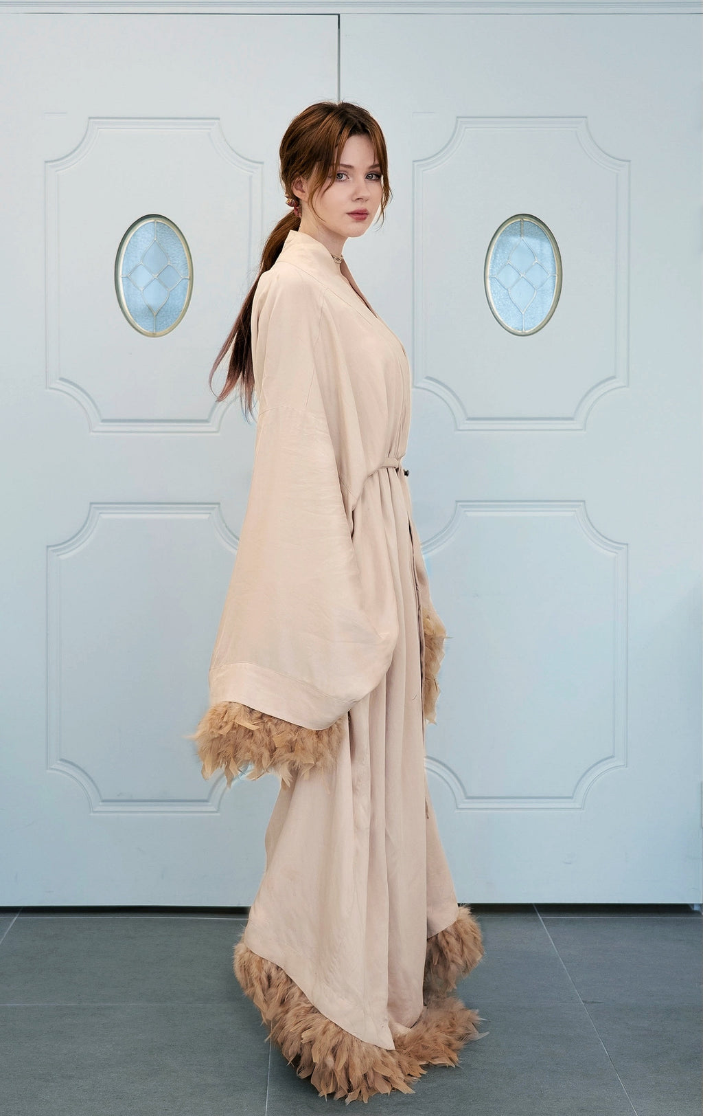 Modal & Cupro Premium Robe- Ivory