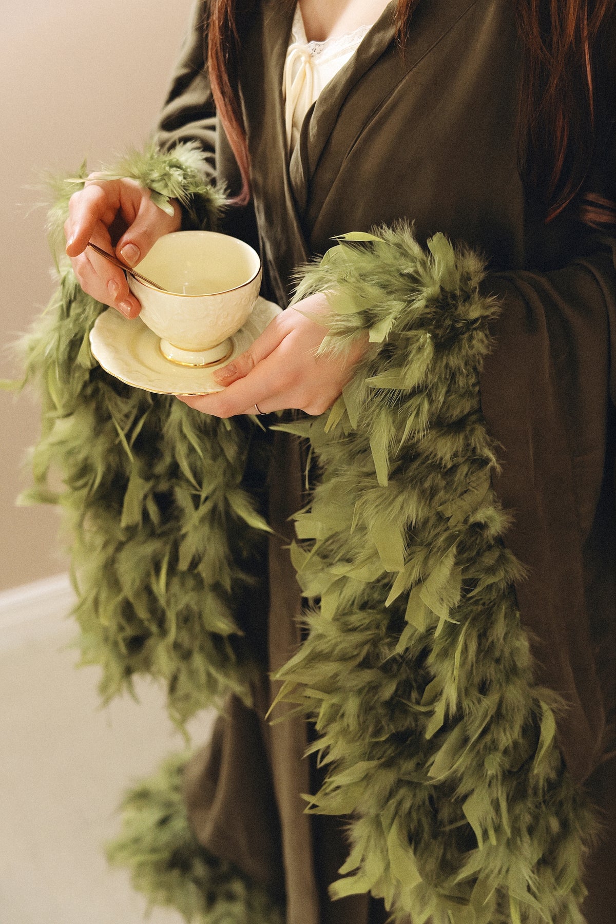 Modal & Cupro Premium Robe- Moss Green