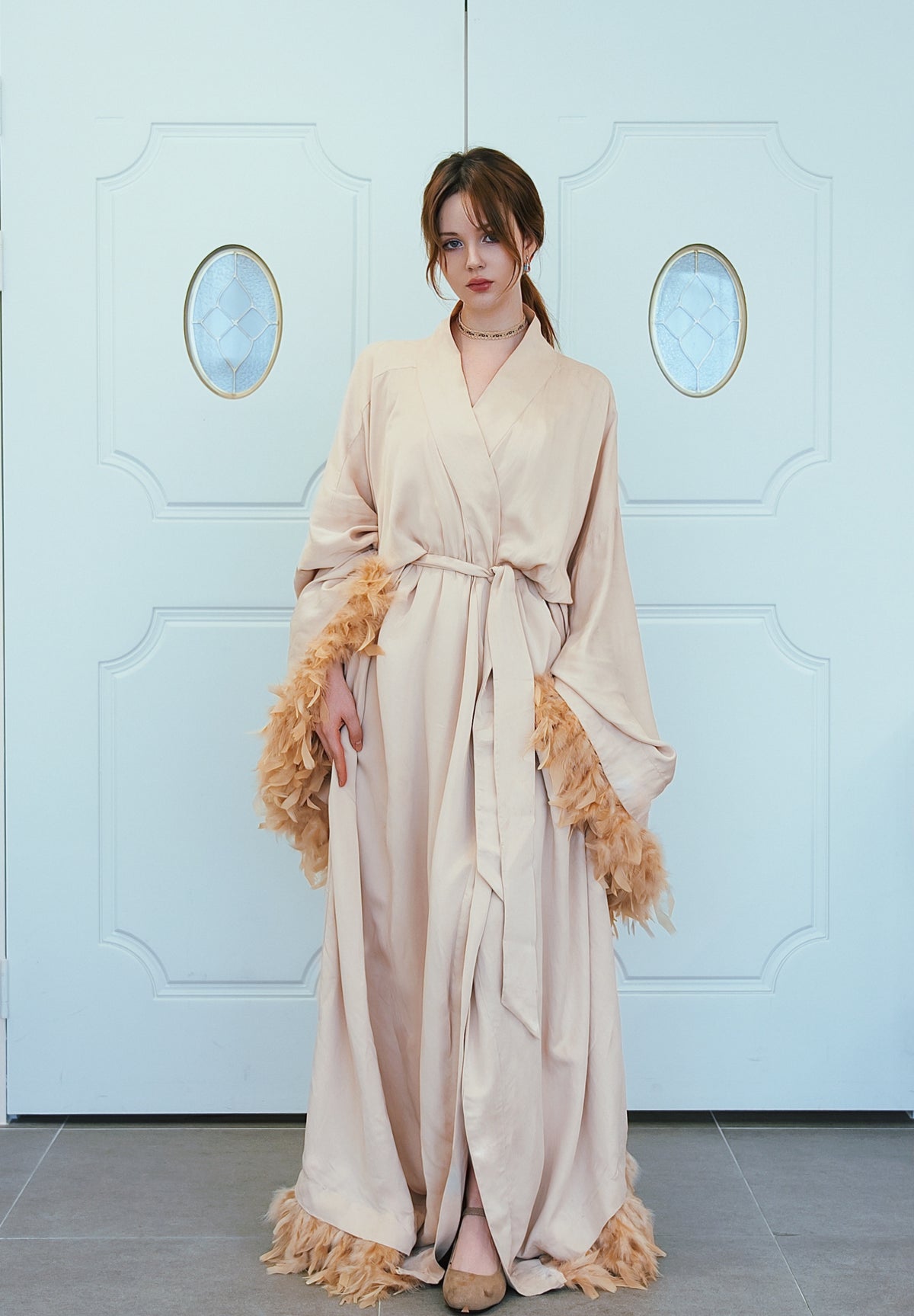 Modal & Cupro Premium Robe- Ivory