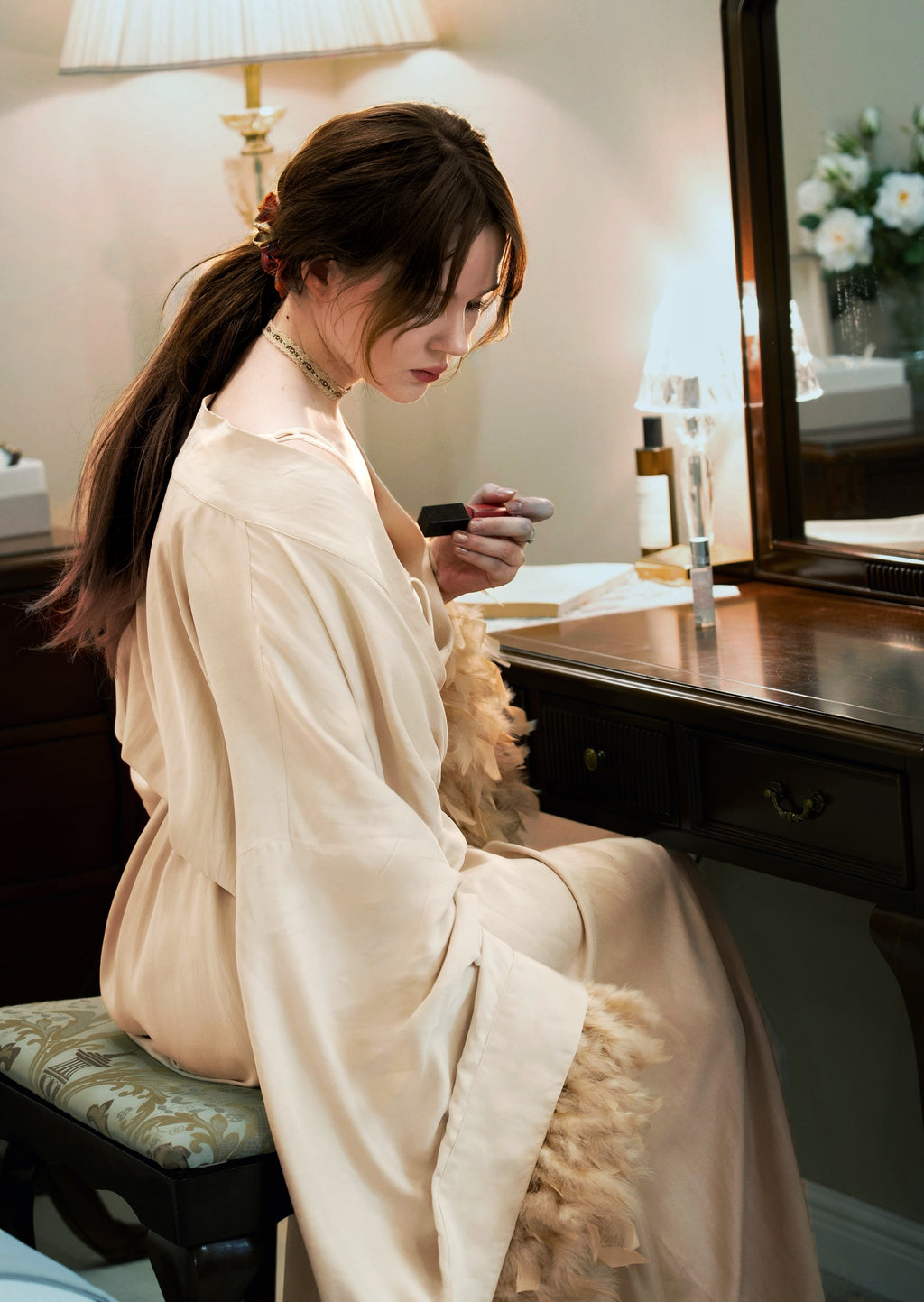 Modal & Cupro Premium Robe- Ivory